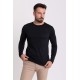Black Color Cotton And Elastane Fabric With Long Sleeved Crew Neck Detail Classic Men's T Shirt