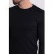 Black Color Cotton And Elastane Fabric With Long Sleeved Crew Neck Detail Classic Men's T Shirt
