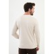 Beige Color Crew Neck Collar Classic Men's Long Sleeve Tshirt