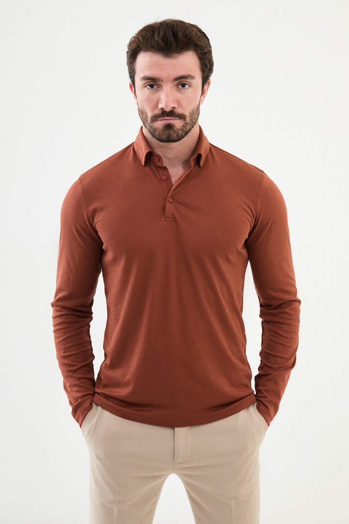 Filbert Color Shirt Collar Classic Men's Long Sleeve Tshirt