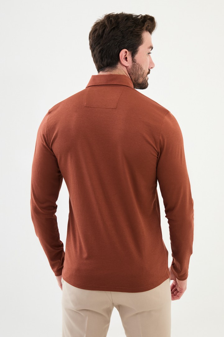 Filbert Color Shirt Collar Classic Men's Long Sleeve Tshirt