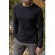 Black Color Cotton And Elastane Fabric With Long Sleeved Crew Neck Detail Casual Mens T Shirt
