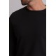 Black Color Cotton And Elastane Fabric With Long Sleeved Crew Neck Detail Casual Mens T Shirt