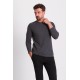 Anthracite Color Cotton And Elastane Fabric With Long Sleeved Crew Neck Detail Casual Mens T Shirt