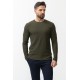 Khaki Color Cotton And Elastane Fabric With Long Sleeved Crew Neck Detail Casual Mens T Shirt