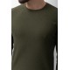 Khaki Color Cotton And Elastane Fabric With Long Sleeved Crew Neck Detail Casual Mens T Shirt