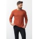 Tile Color Cotton And Elastane Fabric With Long Sleeved Crew Neck Detail Casual Mens T Shirt