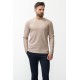 Beige Color Cotton And Elastane Fabric With Long Sleeved Crew Neck Detail Casual Mens T Shirt