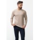 Beige Color Cotton And Elastane Fabric With Long Sleeved Crew Neck Detail Casual Mens T Shirt
