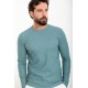 Unripe Almond Color Cotton And Elastane Fabric With Long Sleeved Crew Neck Detail Casual Mens T Shirt