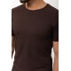 Brown Color Cotton And Elastane Fabric With Crew Neck Detail Basic Mens T Shirt