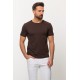 Brown Color Cotton And Elastane Fabric With Crew Neck Detail Basic Mens T Shirt