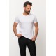 White Color Cotton And Elastane Fabric With Crew Neck Detail Basic Mens T Shirt
