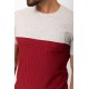 Claret Red And Grey Color Combination Cotton And Elastane Fabric In Twain Detail Casual Mens T Shirt