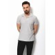 Grey Color Cotton And Elastane Fabric With Lapel Collar Detail Casual Mens Tshirt