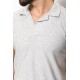 Grey Color Cotton And Elastane Fabric With Lapel Collar Detail Casual Mens Tshirt