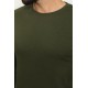 Khaki Color Cotton And Elastane Fabric With Dobby Detail Casual Mens Tshirt