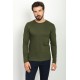 Khaki Color Cotton And Elastane Fabric With Dobby Detail Casual Mens Tshirt