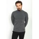 Anthracite Color Viscose And Elastane Fabric With Mock Turtleneck Detail Basic Mens Tshirt