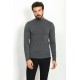 Anthracite Color Viscose And Elastane Fabric With Mock Turtleneck Detail Basic Mens Tshirt
