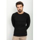 Black Color Cotton And Elastane Fabric With Pinstripe And Crew Neck Detail Casual Mens Tshirt