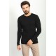 Black Color Cotton And Elastane Fabric With Pinstripe And Crew Neck Detail Casual Mens Tshirt