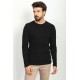 Black Color Cotton And Elastane Fabric With Pinstripe And Crew Neck Detail Casual Mens Tshirt