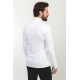 Ecru Color Cotton And Elastane Fabric With Polo Collar Detail Basic Long Sleeve Mens Tshirt