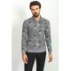 Black Color Cotton And Elastane Fabric With Figured Design Long Sleeve Casual Mens Tshirt