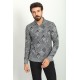 Black Color Cotton And Elastane Fabric With Figured Design Long Sleeve Casual Mens Tshirt