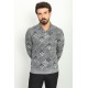 Black Color Cotton And Elastane Fabric With Figured Design Long Sleeve Casual Mens Tshirt