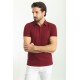 Claret Red Color Shirt Collar Design Classic Men's Cotton T Shirt