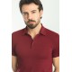 Claret Red Color Shirt Collar Design Classic Men's Cotton T Shirt