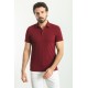 Claret Red Color Shirt Collar Design Classic Men's Cotton T Shirt