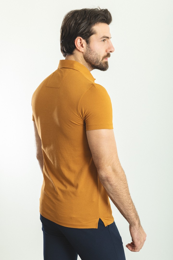Camel Color Shirt Collar Design Classic Men's Cotton T Shirt
