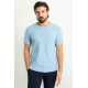 Blue Color Crew Neck And Figured Design Casual Men's Cotton T Shirt