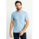Blue Color Crew Neck And Figured Design Casual Men's Cotton T Shirt