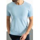 Blue Color Crew Neck And Figured Design Casual Men's Cotton T Shirt