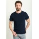 Dark Blue Color Crew Neck Design Casual Men's Cotton T Shirt