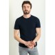 Dark Blue Color Crew Neck Design Casual Men's Cotton T Shirt