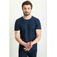 Dark Blue Color Crew Neck Design Casual Men's Cotton T Shirt
