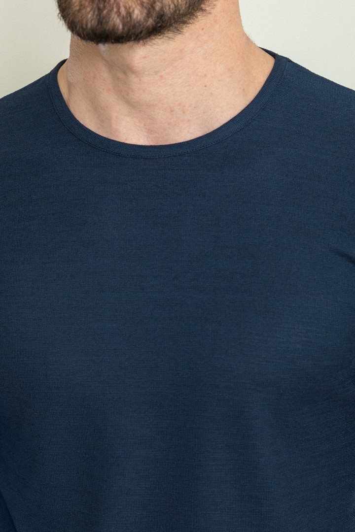 Dark Blue Color Crew Neck Design Casual Men's Cotton T Shirt