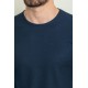 Dark Blue Color Crew Neck Design Casual Men's Cotton T Shirt