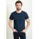 Dark Blue Color Crew Neck Design Casual Men's Cotton T Shirt