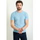 Blue Color Crew Neck Design Casual Men's Cotton T Shirt