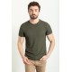 Khaki Color Crew Neck Design Casual Men's Cotton T Shirt