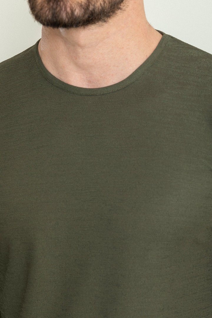 Khaki Color Crew Neck Design Casual Men's Cotton T Shirt