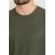 Khaki Color Crew Neck Design Casual Men's Cotton T Shirt