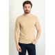 Beige Color Crew Neck Design Casual Men's Cotton T Shirt