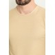 Beige Color Crew Neck Design Casual Men's Cotton T Shirt